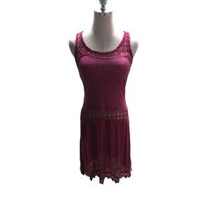 Hayden Dress Women's Size Small Hot Pink Sleeveless Midi Lace Trim